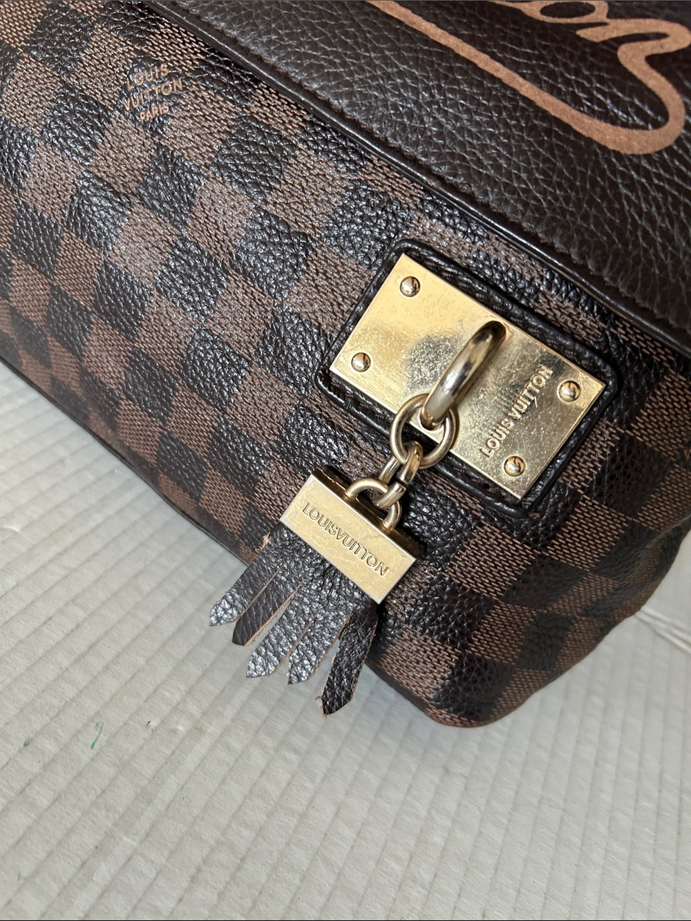 Beautiful Brown Checker Canvas Shoulder Bag with - Picture 10 of 17
